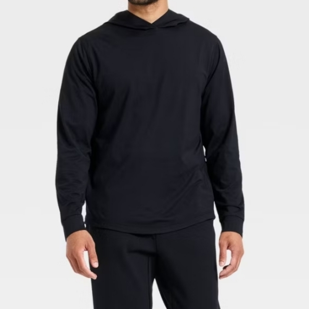 All In Motion™ Black Long Sleeve Soft Stretch Hooded Top W/Thumbholes Size M
